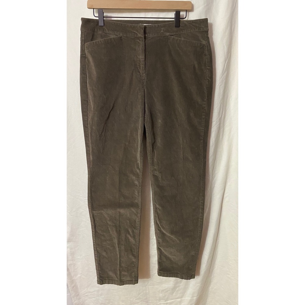 J. Jill Womens Olive Green Fine Wale Corduroy Straight Leg Pants Size 12